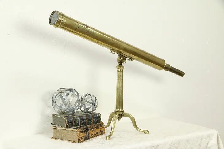 Brass Antique 1870 Tabletop Telescope, Folding Tripod Base #32948