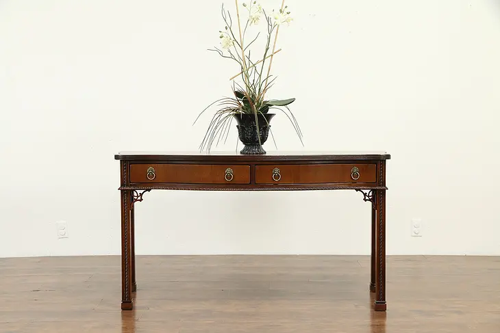 Georgian Design Vintage Mahogany Hall Console Sofa Table, Lexington #32981
