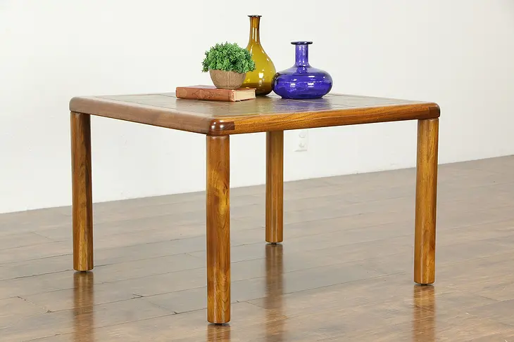 Midcentury Modern Poulsen Haslev Danish Vintage Teak & Slate Coffee Table #34305