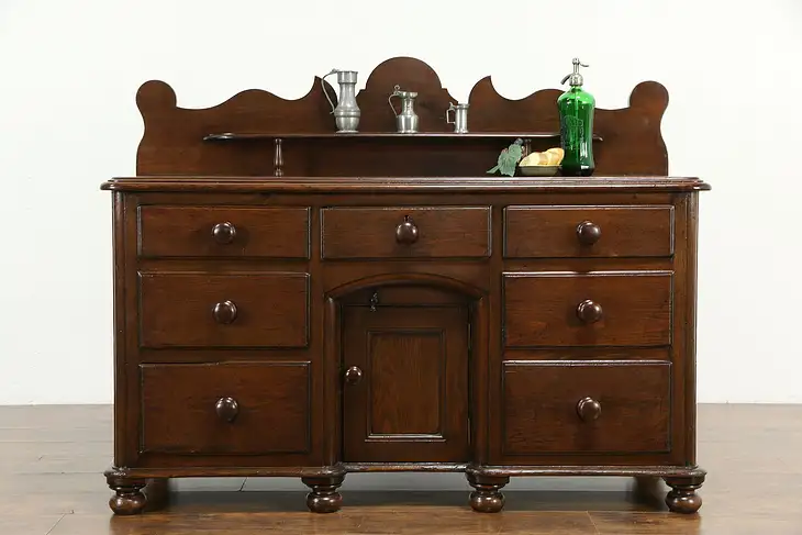 Irish Farmhouse Antique 1860 Country Pine Sideboard, Server or Buffet  #34373