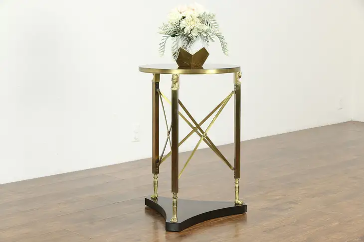 French Empire Design Round Lamp Table, Brass Heads & Feet #34440