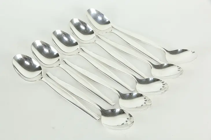 Set of 10 Midcentury Modern Sterling Silver Soup Spoons Contour by Towle #34687