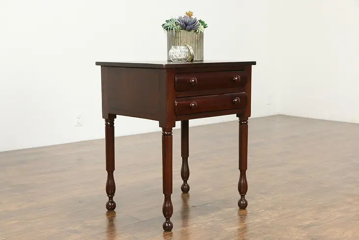 Sheraton Antique 1830 Work or Lamp Table or Nightstand, Ohio #34505