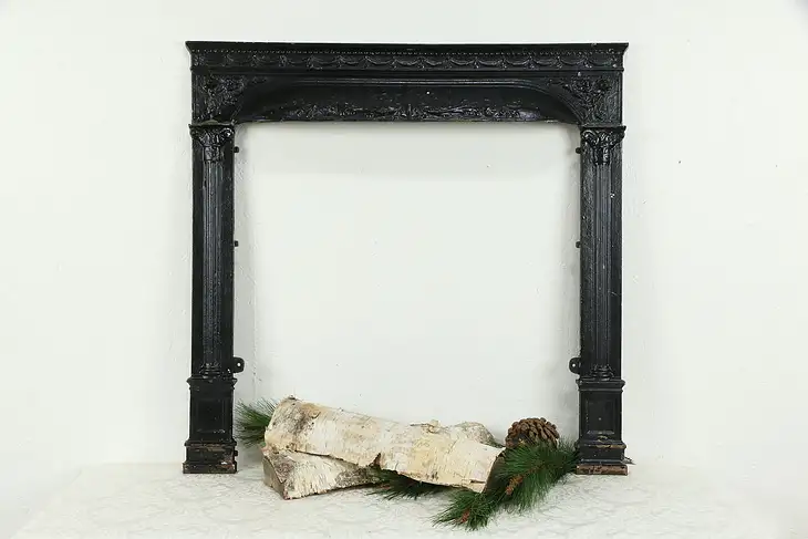 Victorian Antique Architectural Salvage Iron Fireplace Surround #34938