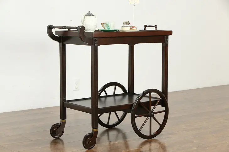 Mahogany Antique 1920 Rolling Bar or Tea Cart, Revell of Chicago #34801