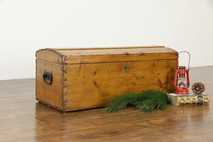 Farmhouse Antique Country Pine Primitive Trunk or Chest #35429