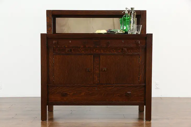 Arts & Crafts Mission Oak Antique Craftsman Sideboard Server, Buffet #35827