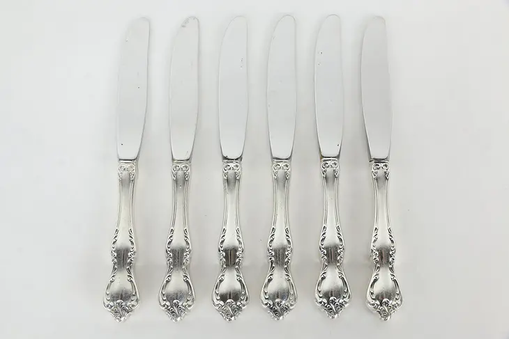Towle Debussy Pattern Sterling Silver Set of 6 Butter or Appetizer Knives #36034