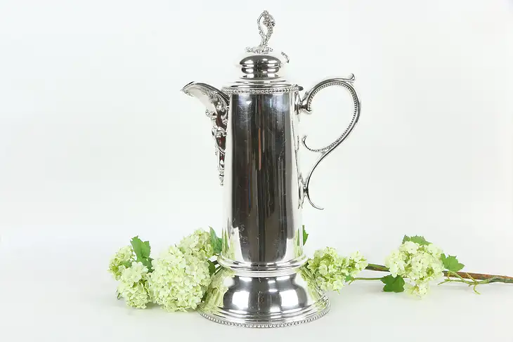 Victorian Antique Silverplate Grape Motif Wine Jug or Pitcher, Rogers #36075