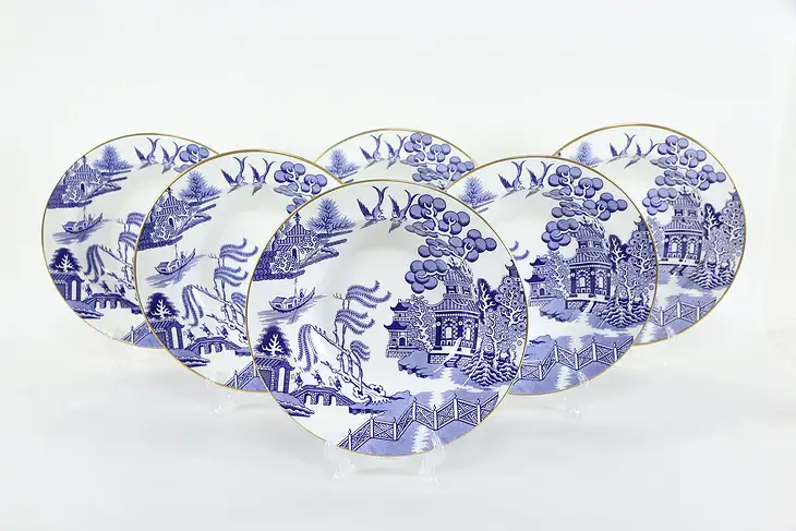 Set of 6 Coalport Blue Willow 8" Soup Plates or Bowls #36332