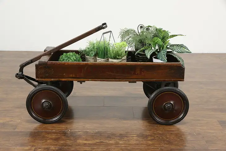 Oak Antique Janesville Ball Bearing Child's Wagon, Farmhouse Coffee Table #35775