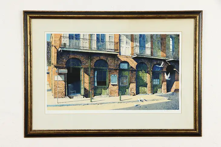 Bourbon Street Revisited, New Orleans Serigraph Signed Robert Addison 33" #36485