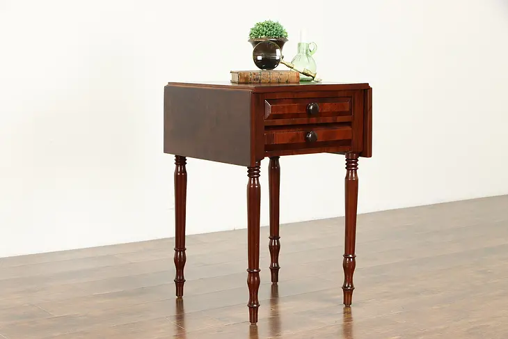 Cherry Antique Drop Leaf Pembroke Nightstand or Lamp Table #36709