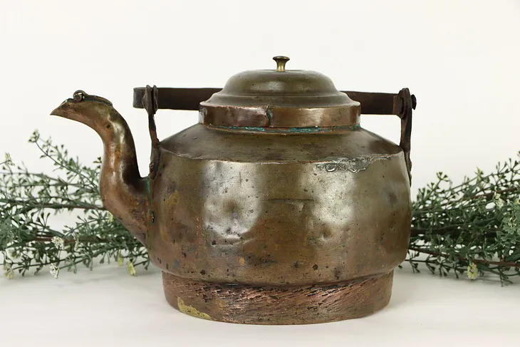 Hand Hammered Copper Antique Dovetailed Farmhouse Tea Kettle #37184