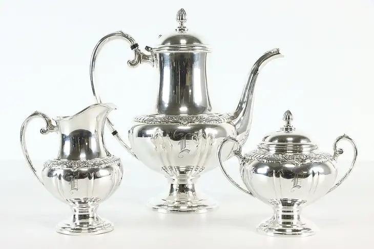 Silverplate Vintage 3 Pc Coffee Set, Kingsbury by International #37766