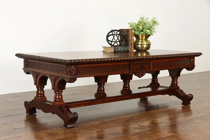 Renaissance Antique Mahogany Coffee Table Secret Drawers, Imperial #37822