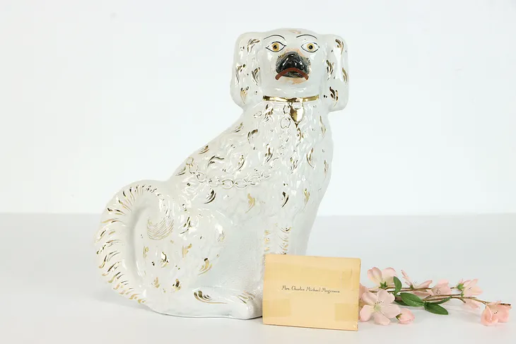 Staffordshire Antique 1950's English Ceramic Dog with Note #38328