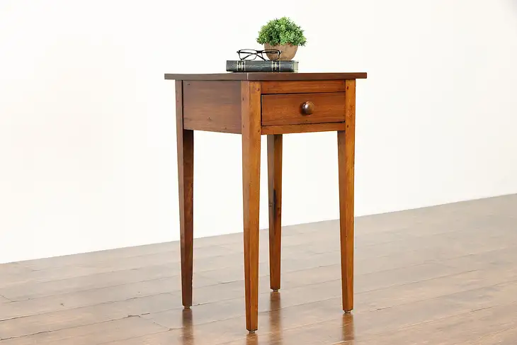 Farmhouse Hepplewhite Design Vintage Walnut Nightstand, End or Lamp Table #36348