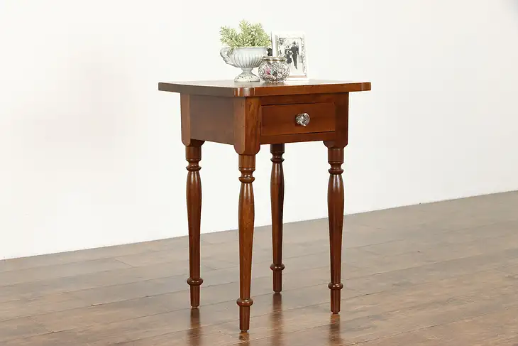 Farmhouse Cherry Antique 1830 Sheraton Nightstand, Lamp or End Table #38284