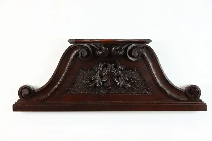 Italian Carved Antique Walnut Architectural Salvage Shelf Classical Crest #38645