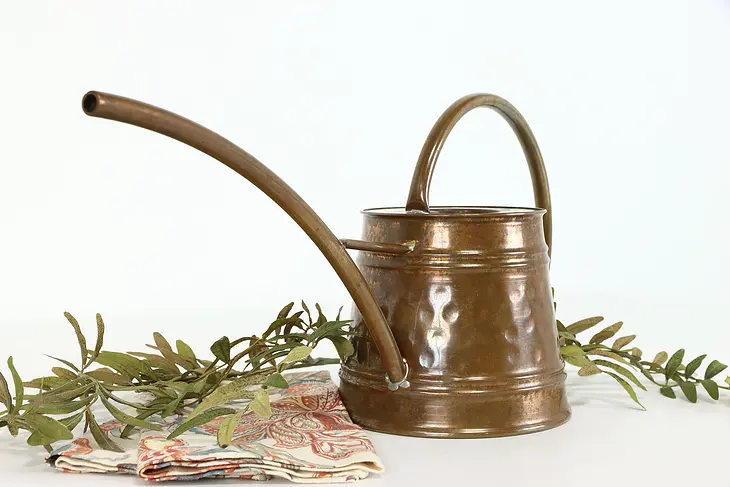 Farmhouse Solid Copper Hand Hammered Vintage Watering Can #39161
