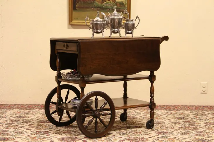 Harden Vintage Cherry Tea Cart, Beverage or Dessert Trolley
