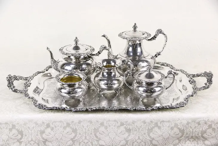 Ascot by Community Silverplate 6 Pc. Tea & Coffee Set, Butler Tray