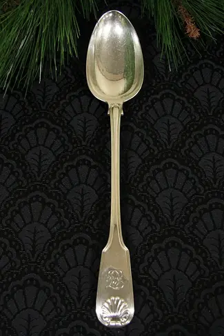 Georgian Sterling Silver Basting, Stuffing or Dressing Spoon, Fiddle and Thread