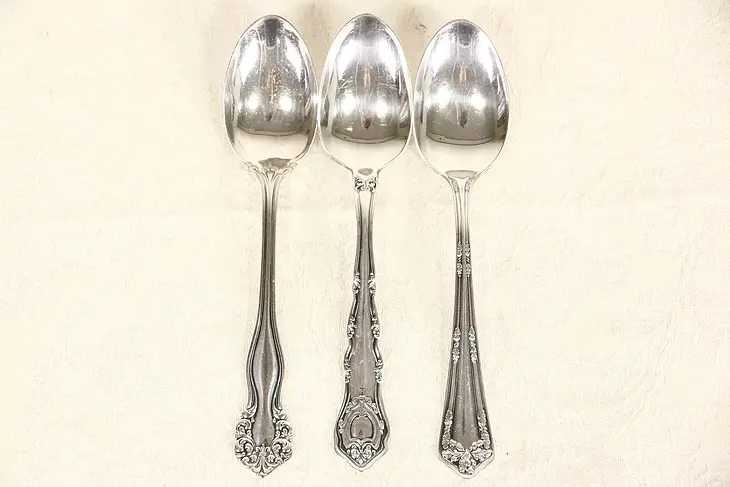 Victorian Silverplate 1900 Antique Group of 3 Teaspoons
