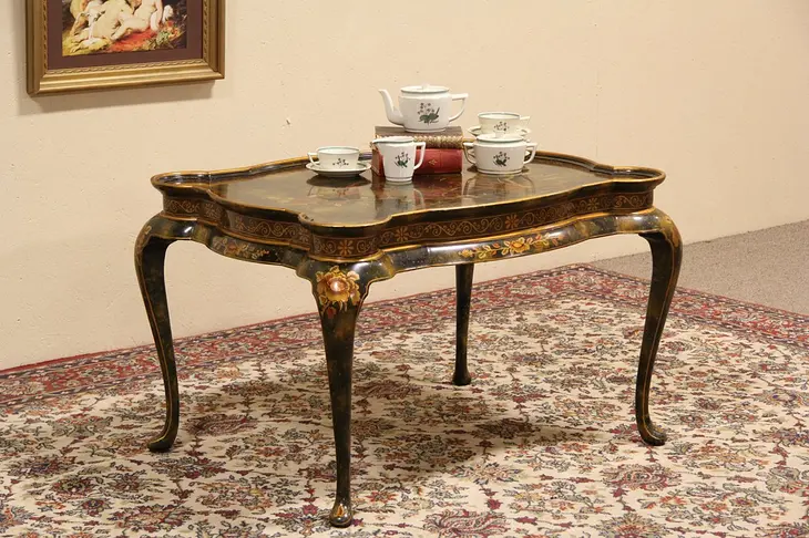 Maitland Smith Hand Painted Lacquer Coffee or Cocktail Table