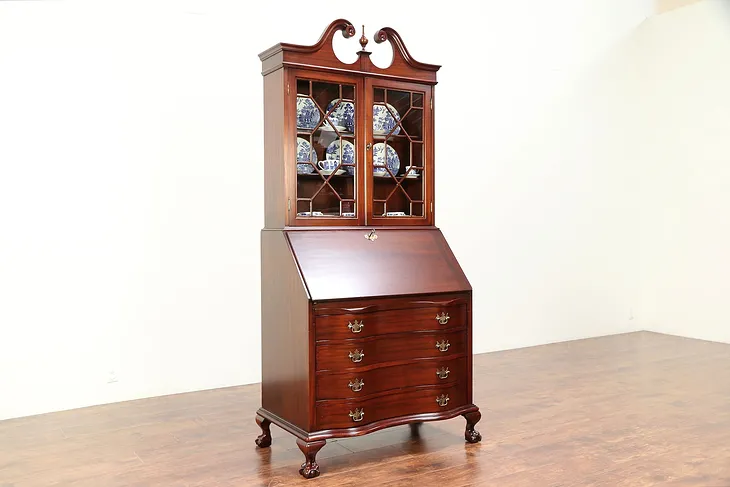 Traditional Vintage Georgian Style Secretary Desk & Bookcase, Maddox NY #29233