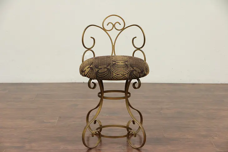 Midcentury Modern 1960 Vintage Vanity Chair or Stool, New Upholstery #29702