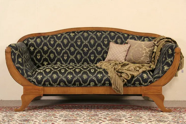 Empire or Biedermeier Scandinavian 1900 Antique Sofa, Newly Upholstered