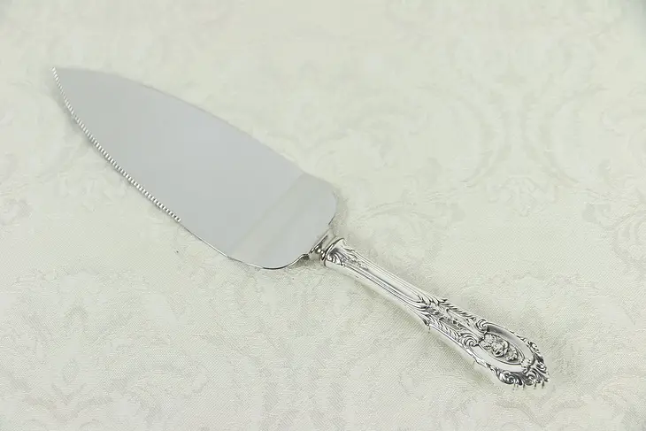 Cake or Pie 10" Server Sterling Silver Rose Point Handle Signed Wallace #30141