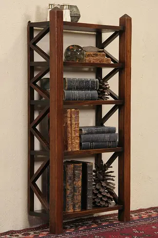 Arts & Crafts 1910 Antique Oak Hanging Bookcase or Bath Shelves