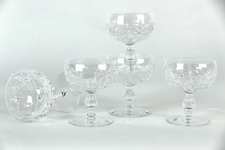 Waterford Set of 5 Cut Crystal Lismore Champagne Sherbet Goblets