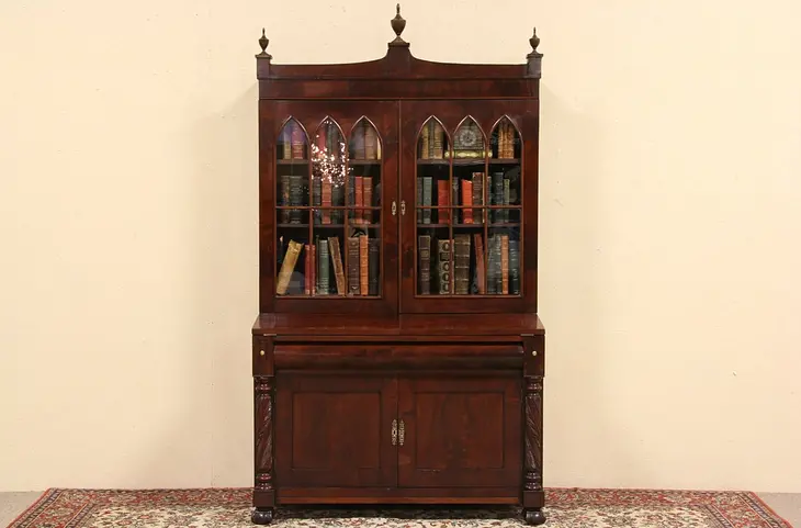 Empire 1820 Antique Secretary Desk & Bookcase