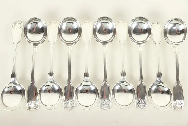 Set of 10 Soup Spoons, Cartier Kings or Fiddle Pattern, Atkin England #29297