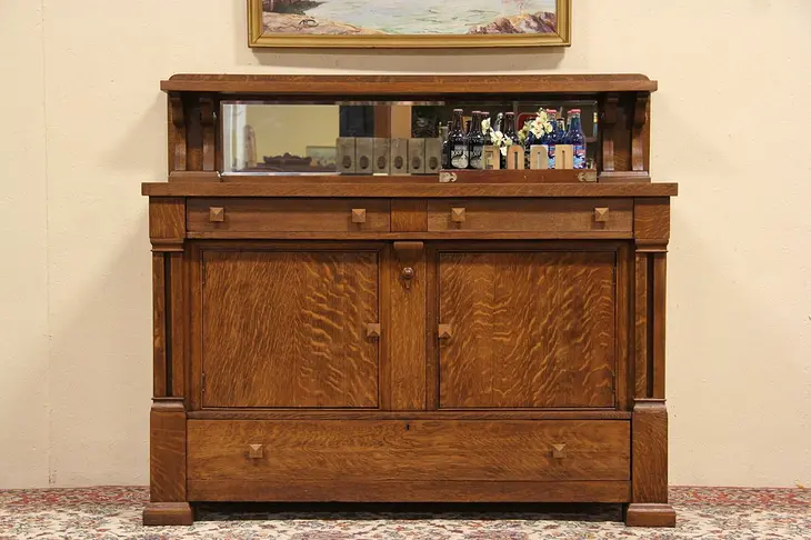 Arts & Crafts Mission Oak 1910 Antique Sideboard, Server or Buffet