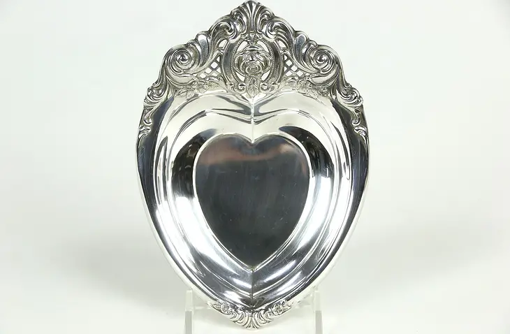 Wallace Sterling Silver Vintage Heart & Rose Tray