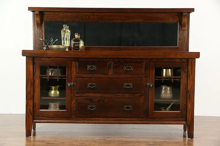 Art & Crafts Mission Oak 1905 Antique Sideboard, Server or Buffet