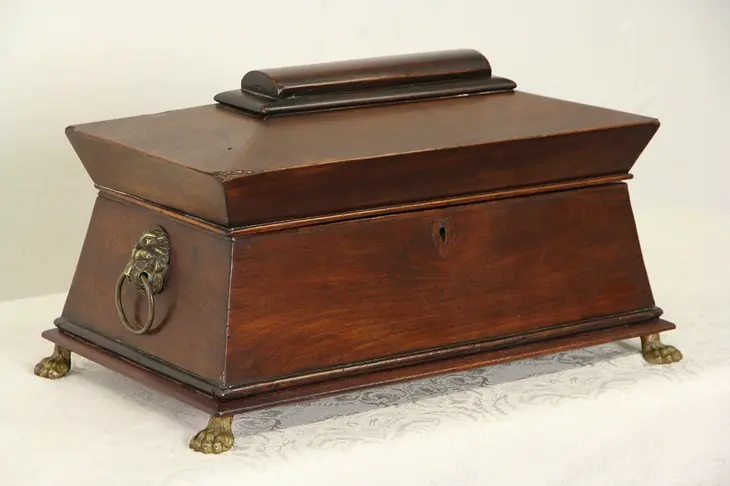 English Regency 1820 Antique Tea Poy or Caddy, Jewelry Box