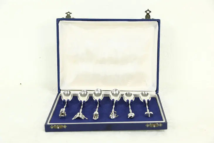 Set of 6 Demitasse Coffee Small Teaspoons, Signed 900 Argentia Silver