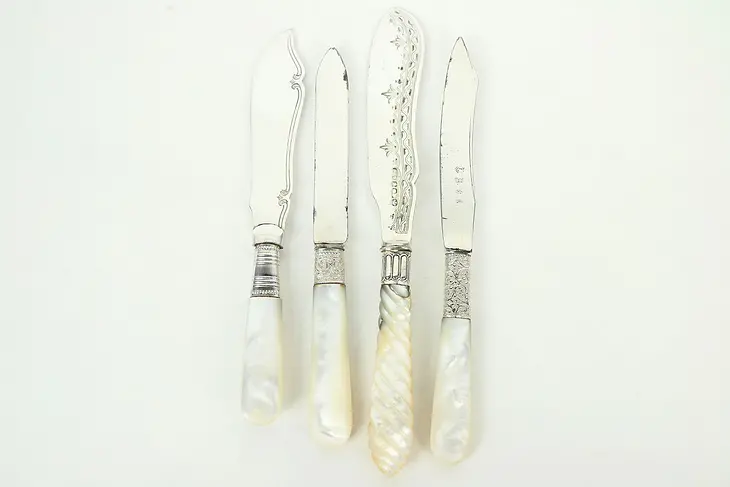 Group of 4 Antique Pearl Handle Cheese, Fruit or Appetizer Knives #28899
