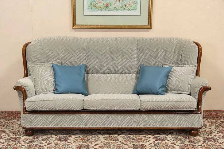 Italian 1960's Vintage Sofa, Fruitwood Frame