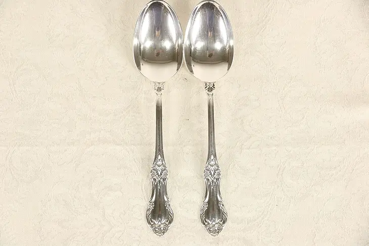 Wild Rose Pair of Sterling Silver Serving Spoons, Signed International #1
