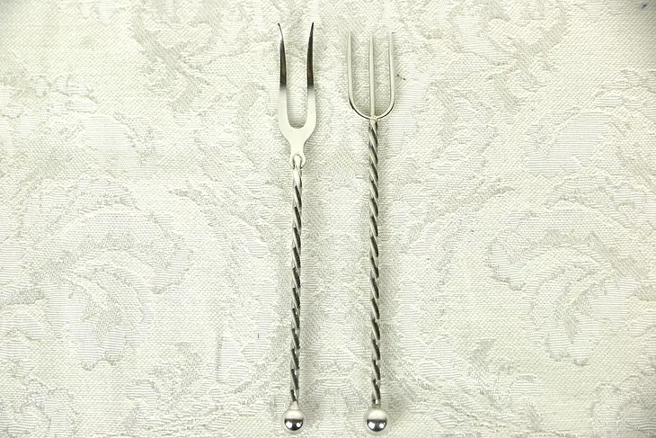 Two Italian Silver 4" Cocktail or Olive Picks