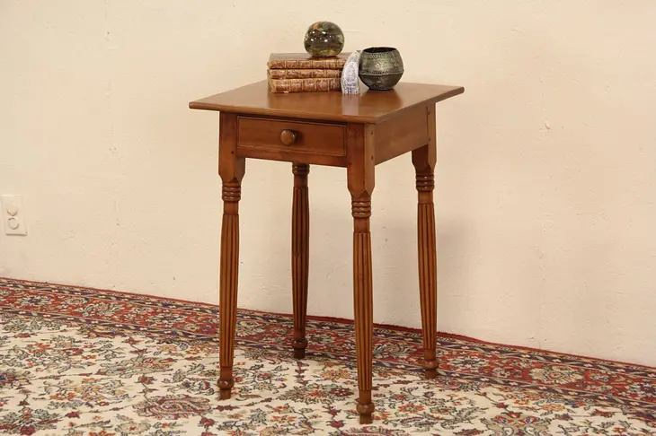 Nightstand or Bedside Table, Antique 1850 End Table