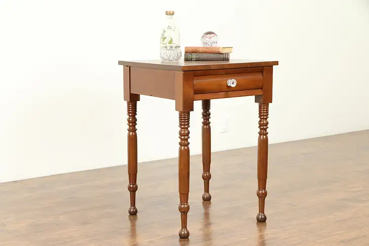 Cherry Antique 1840 Nightstand or End Table, Glass Knob, Ohio #31051