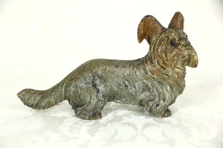 Dog Bronze Sculpture, Hand Painted